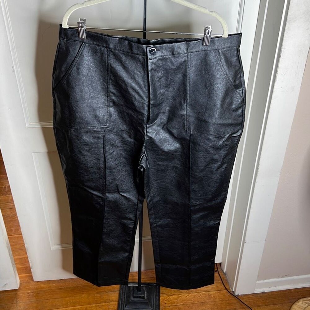 Princess Polly ENCORE PANTS Vegan Faux leather BLACK Plus Size 16